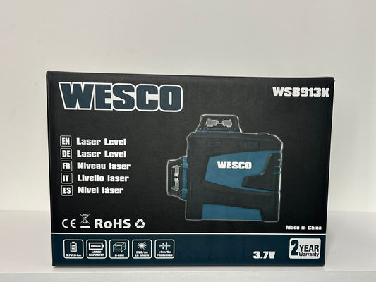 WESCO Laser Level Green, 3D 2X 360° Lines Laser, 8 Lines Self Leveling Green Line